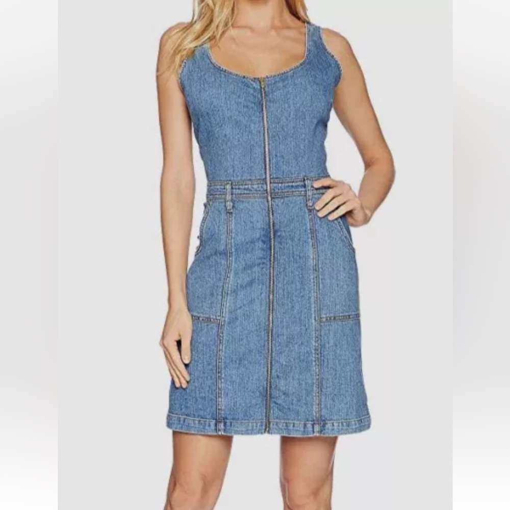 7 FOR ALL MANKIND Front Zip Denim Mini Dress